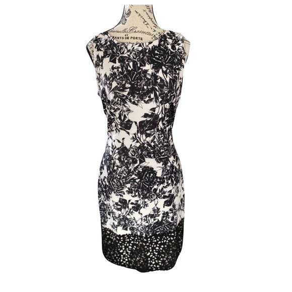 SLNY Sleeveless Floral Printed Stretch Sheath Dress Size 6 - Picture 3 of 11